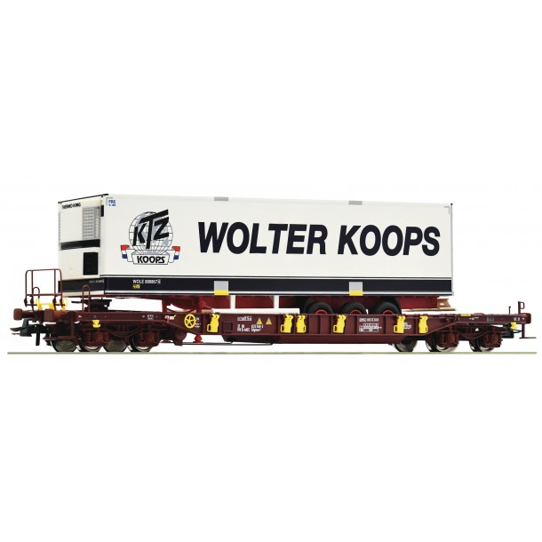 Roco 76224 wagon  platforma Sdgmns AAE 3780 451 2 048-2 z naczepą WOLTER KOOPS ep.VI (H0)